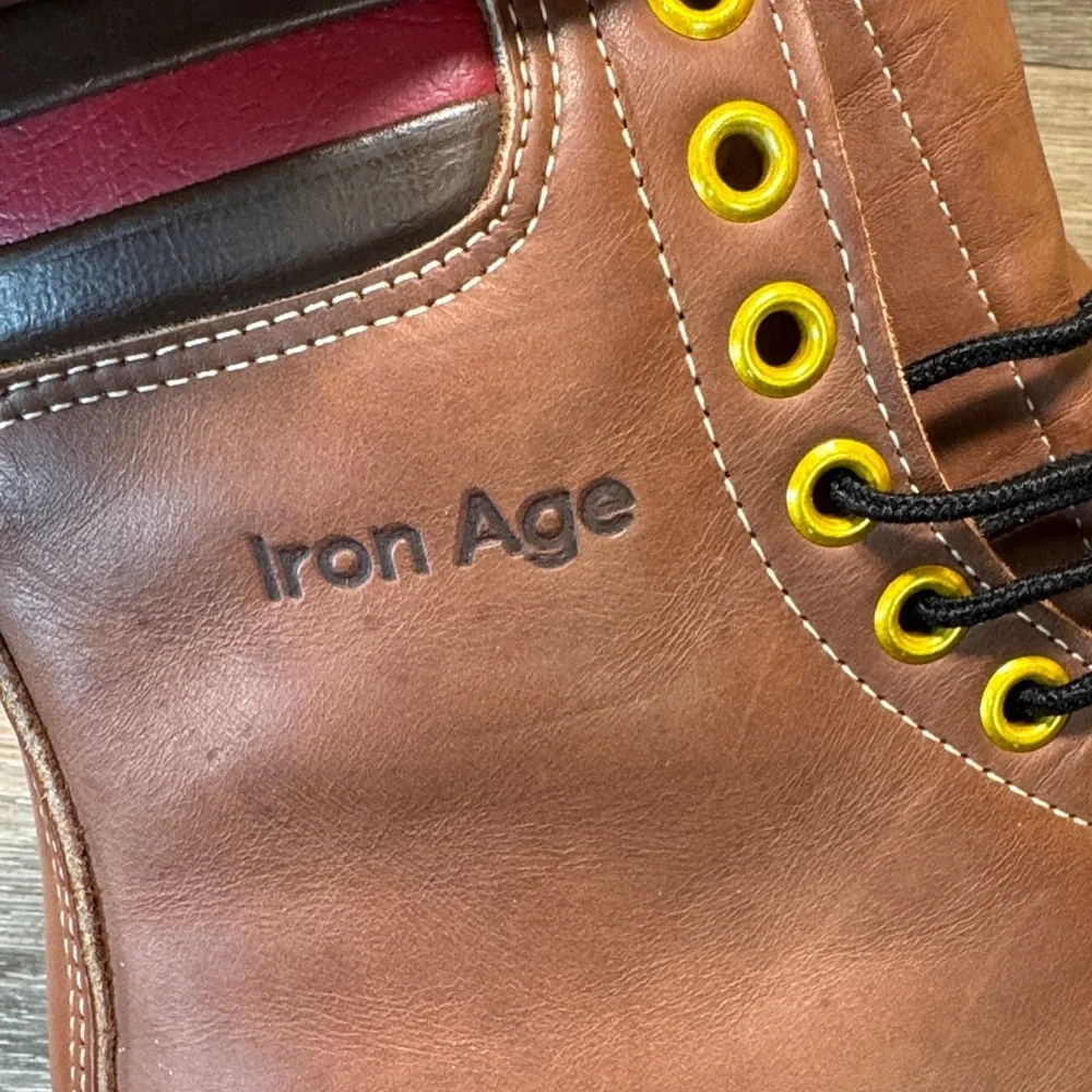 Vintage Iron Age Brown Leather  Boots steel toe boots made in the US size 8.5